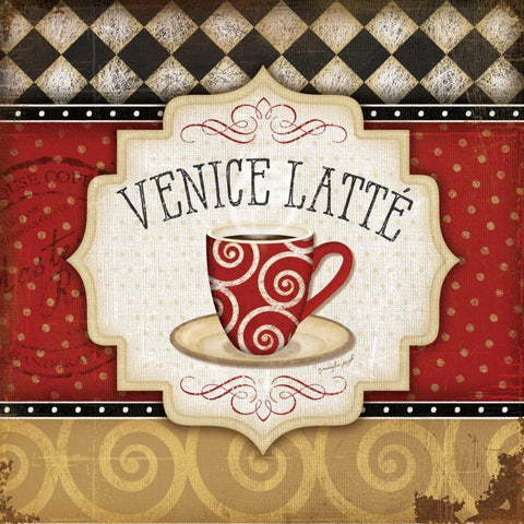 Venice Latte Black Ornate Wood Framed Art Print with Double Matting by Pugh, Jennifer