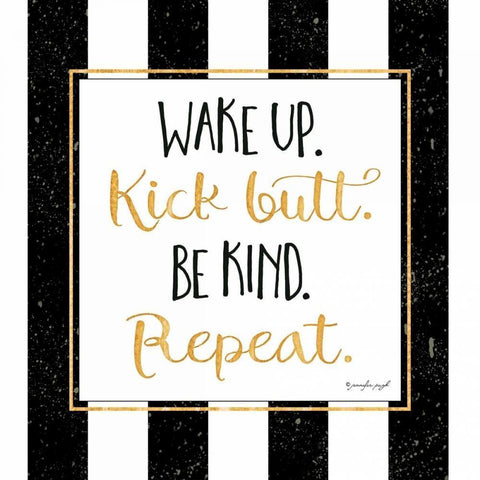 Wake Up, Kick Butt White Modern Wood Framed Art Print by Pugh, Jennifer