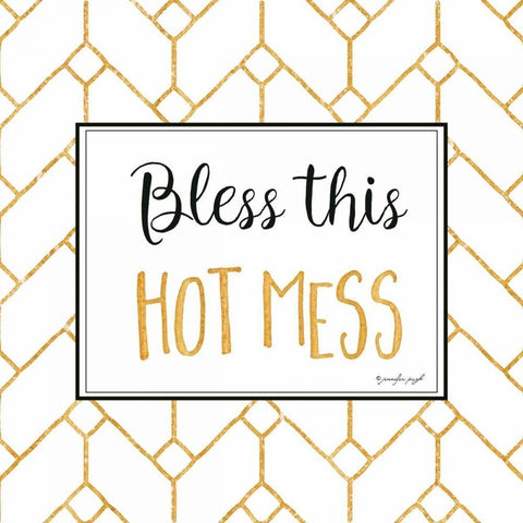 Bless this Hot Mess Black Modern Wood Framed Art Print with Double Matting by Pugh, Jennifer