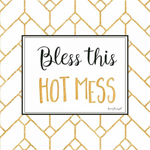 Bless this Hot Mess Gold Ornate Wood Framed Art Print with Double Matting by Pugh, Jennifer