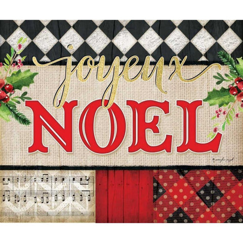 Joyeux Noel White Modern Wood Framed Art Print by Pugh, Jennifer