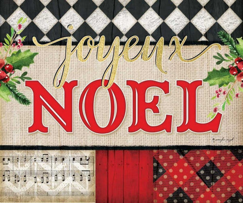 Joyeux Noel Black Ornate Wood Framed Art Print with Double Matting by Pugh, Jennifer