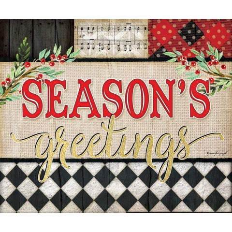 Seasons greetings Gold Ornate Wood Framed Art Print with Double Matting by Pugh, Jennifer