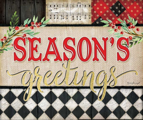 Seasons greetings Black Ornate Wood Framed Art Print with Double Matting by Pugh, Jennifer