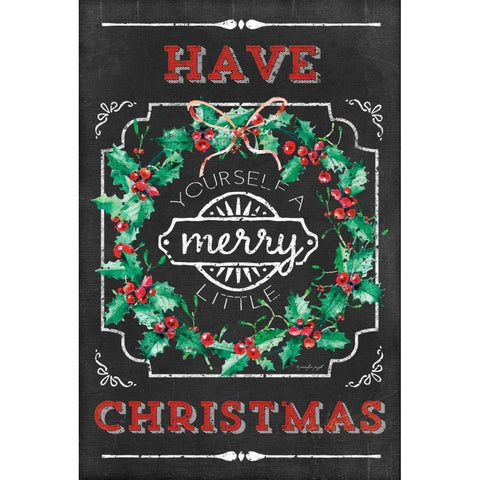 Merry Little Christmas Black Modern Wood Framed Art Print with Double Matting by Pugh, Jennifer