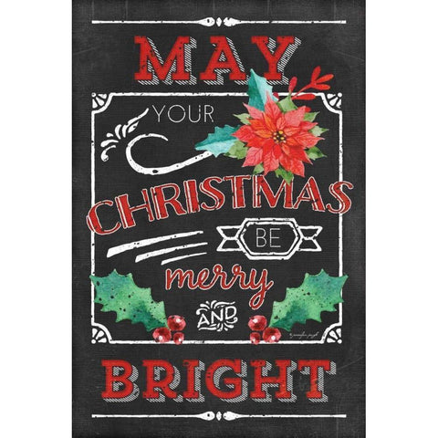 Merry and Bright Black Modern Wood Framed Art Print by Pugh, Jennifer