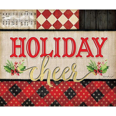 Holiday Cheer Plaid Black Modern Wood Framed Art Print by Pugh, Jennifer