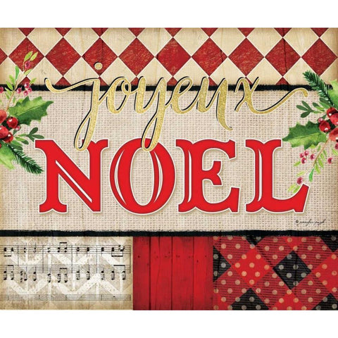 Joyeux Noel Plaid Black Modern Wood Framed Art Print with Double Matting by Pugh, Jennifer