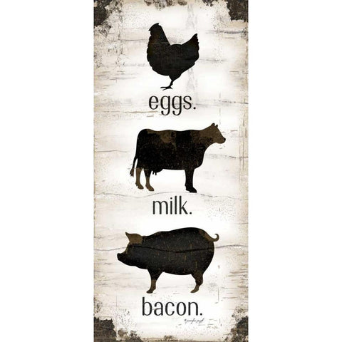 Farmhouse Eggs - Milk - Bacon Black Modern Wood Framed Art Print with Double Matting by Pugh, Jennifer