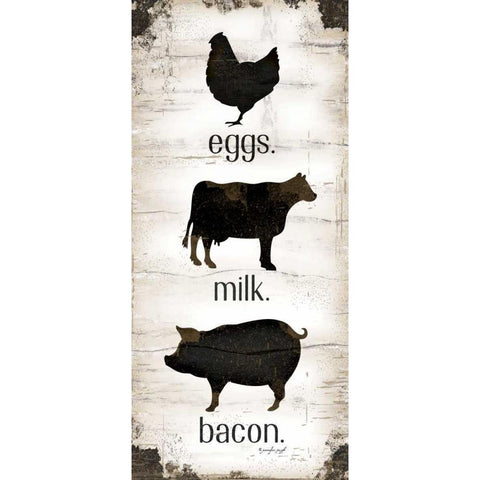 Farmhouse Eggs - Milk - Bacon White Modern Wood Framed Art Print by Pugh, Jennifer