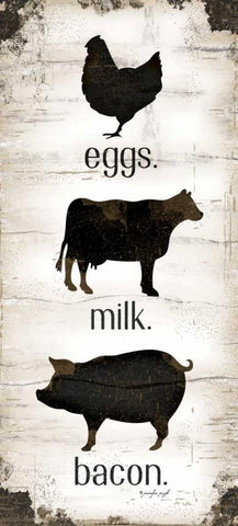 Farmhouse Eggs - Milk - Bacon Black Ornate Wood Framed Art Print with Double Matting by Pugh, Jennifer