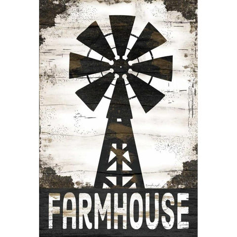 Farmhouse Windmill Gold Ornate Wood Framed Art Print with Double Matting by Pugh, Jennifer