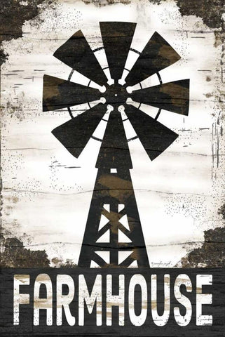 Farmhouse Windmill Black Ornate Wood Framed Art Print with Double Matting by Pugh, Jennifer
