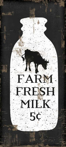 Farmhouse Milk Bottle Black Ornate Wood Framed Art Print with Double Matting by Pugh, Jennifer