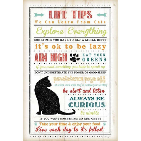 Life Tips - Cats Gold Ornate Wood Framed Art Print with Double Matting by Pugh, Jennifer