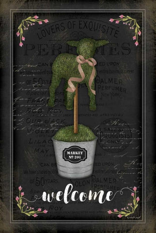 Topiary Lamb Black Ornate Wood Framed Art Print with Double Matting by Pugh, Jennifer