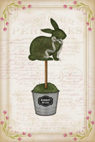 Topiary Bunny Black Ornate Wood Framed Art Print with Double Matting by Pugh, Jennifer