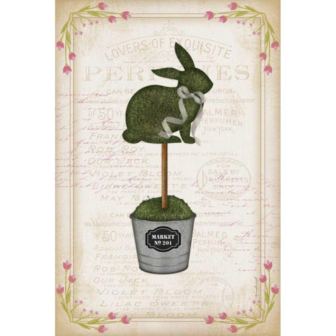 Topiary Bunny Black Modern Wood Framed Art Print with Double Matting by Pugh, Jennifer