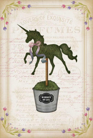 Topiary Unicorn I Black Ornate Wood Framed Art Print with Double Matting by Pugh, Jennifer