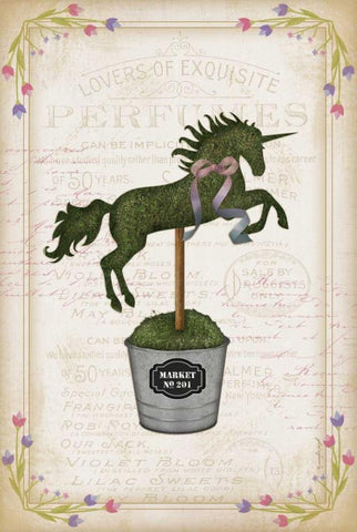 Topiary Unicorn II White Modern Wood Framed Art Print with Double Matting by Pugh, Jennifer