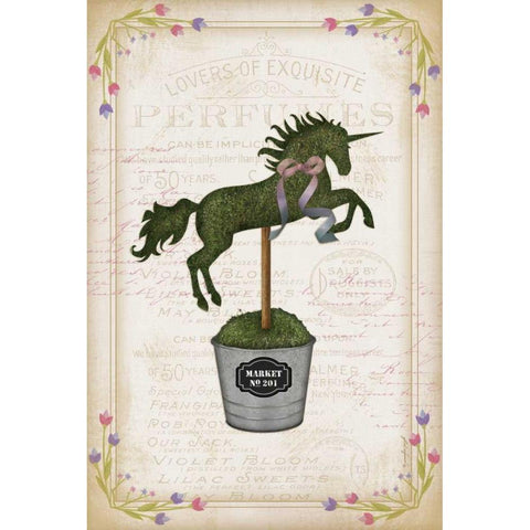 Topiary Unicorn II White Modern Wood Framed Art Print by Pugh, Jennifer