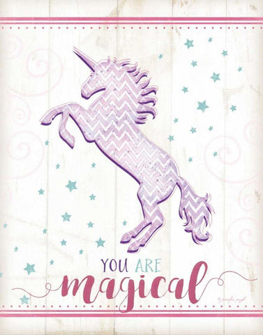 Magical Unicorn White Modern Wood Framed Art Print with Double Matting by Pugh, Jennifer