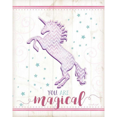 Magical Unicorn White Modern Wood Framed Art Print by Pugh, Jennifer