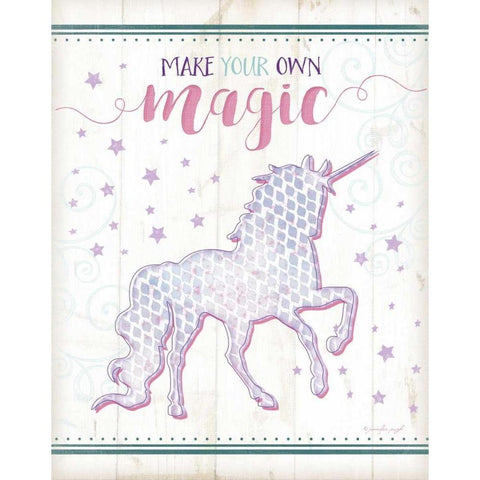 Magic Unicorn Black Modern Wood Framed Art Print with Double Matting by Pugh, Jennifer