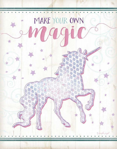 Magic Unicorn White Modern Wood Framed Art Print with Double Matting by Pugh, Jennifer