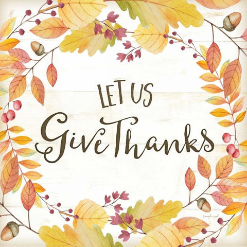 Let Us Give Thanks White Modern Wood Framed Art Print with Double Matting by Pugh, Jennifer