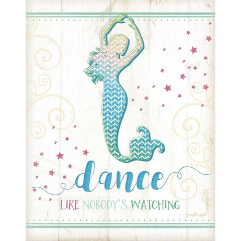 Dance Mermaid Black Modern Wood Framed Art Print with Double Matting by Pugh, Jennifer