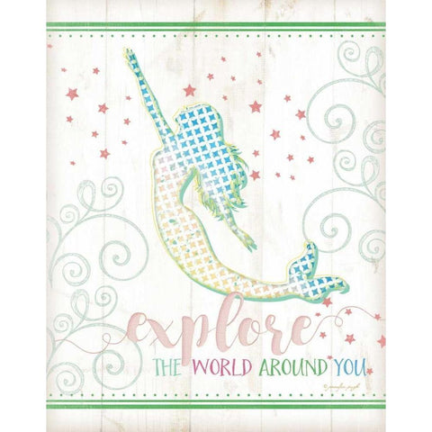 Explore Mermaid White Modern Wood Framed Art Print by Pugh, Jennifer