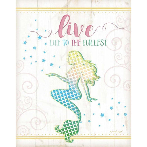 Live Mermaid White Modern Wood Framed Art Print by Pugh, Jennifer