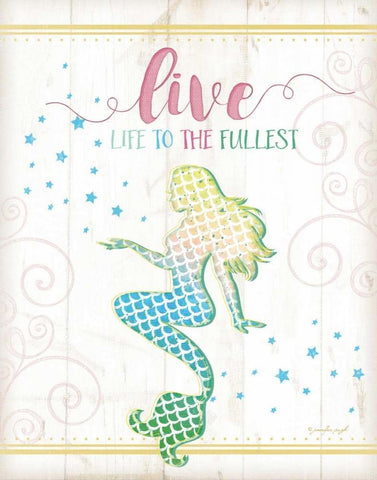 Live Mermaid White Modern Wood Framed Art Print with Double Matting by Pugh, Jennifer