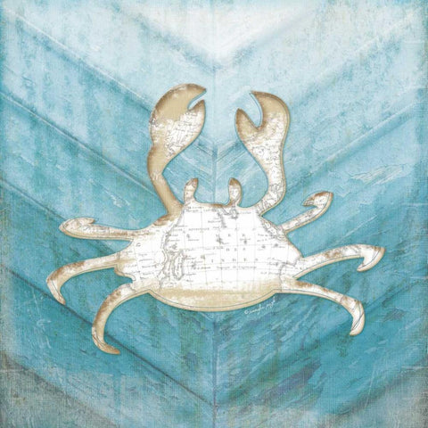 Coastal Crab White Modern Wood Framed Art Print by Pugh, Jennifer