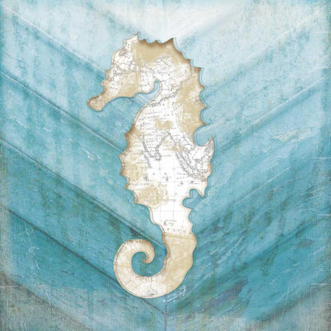 Coastal Seahorse White Modern Wood Framed Art Print by Pugh, Jennifer