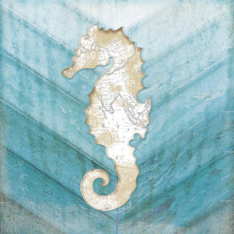 Coastal Seahorse White Modern Wood Framed Art Print with Double Matting by Pugh, Jennifer