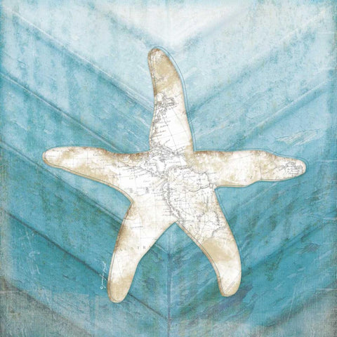 Coastal Starfish White Modern Wood Framed Art Print by Pugh, Jennifer