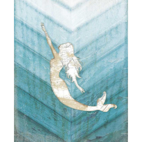 Coastal Mermaid I White Modern Wood Framed Art Print by Pugh, Jennifer