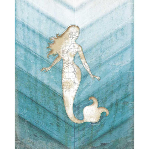 Coastal Mermaid III White Modern Wood Framed Art Print by Pugh, Jennifer