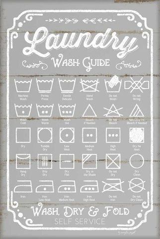 Laundry Wash Guide White Modern Wood Framed Art Print with Double Matting by Pugh, Jennifer