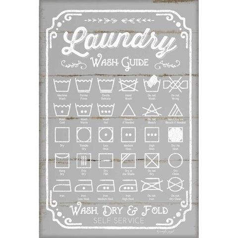 Laundry Wash Guide Black Modern Wood Framed Art Print by Pugh, Jennifer