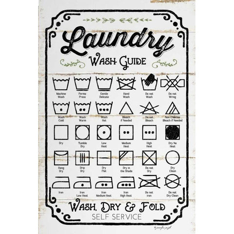 Laundry Wash Guide Gold Ornate Wood Framed Art Print with Double Matting by Pugh, Jennifer