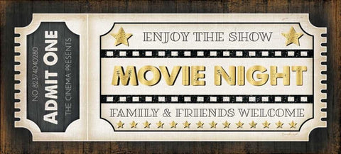 Movie Ticket White Modern Wood Framed Art Print with Double Matting by Pugh, Jennifer