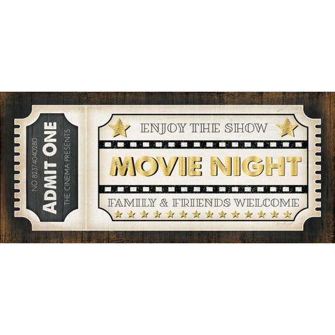 Movie Ticket Black Modern Wood Framed Art Print with Double Matting by Pugh, Jennifer