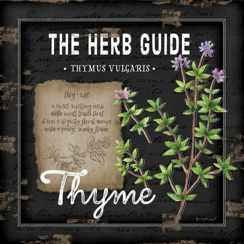 Herb Guide Thyme Black Ornate Wood Framed Art Print with Double Matting by Pugh, Jennifer