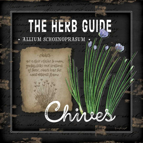 Herb Guide Chives Black Ornate Wood Framed Art Print with Double Matting by Pugh, Jennifer