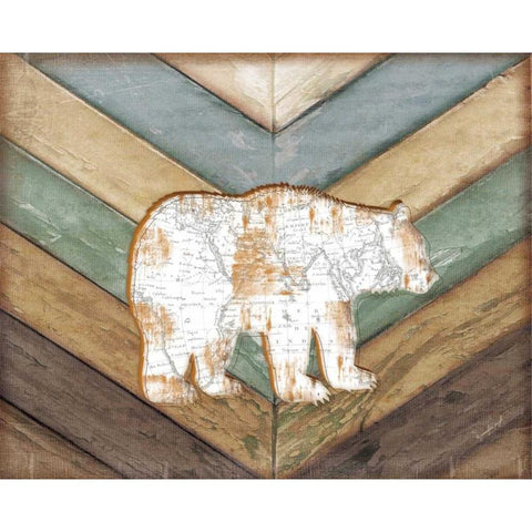 Lodge Bear Gold Ornate Wood Framed Art Print with Double Matting by Pugh, Jennifer