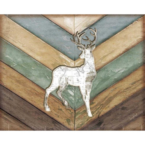 Lodge Deer Black Modern Wood Framed Art Print with Double Matting by Pugh, Jennifer