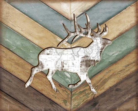 Lodge Elk White Modern Wood Framed Art Print with Double Matting by Pugh, Jennifer